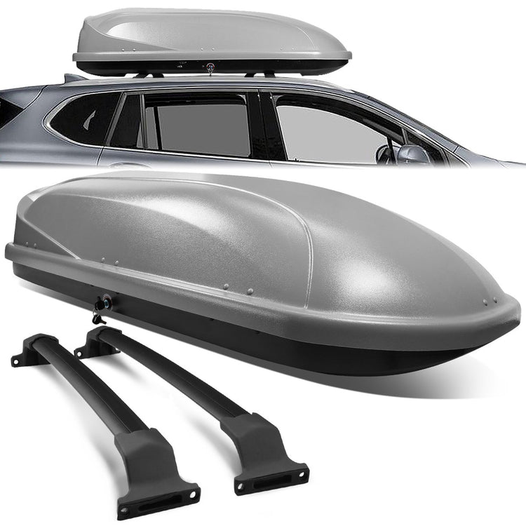 PORTAEQUIPAJE ROOF RACK CROSS BARS + CARGO ROOF BOX - 16-18 BUICK ENVISION - MOUNTS ONTO OEM ROOF RAILS ONLY - GRAY