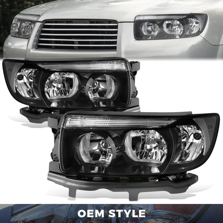 FAROS OE STYLE - 06-08 SUBARU FORESTER - BLACK HOUSING - CLEAR REFLECTOR