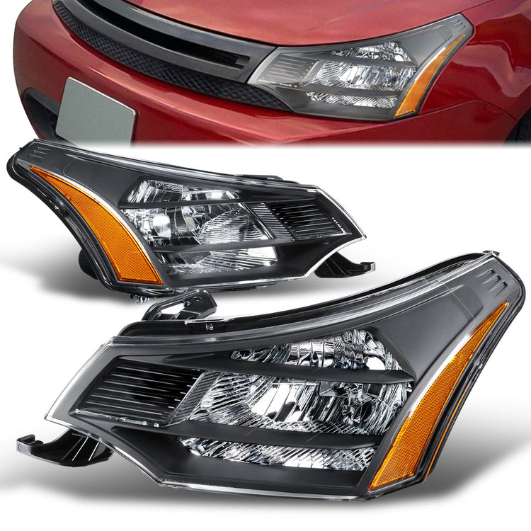 FAROS 08-11 FORD FOCUS - OE STYLE - H13 HIGH/LOW BEAM / 168 SIDE MARKER - FITS SEDAN / COUPE MODELS - BLACK HOUSING / AMBER CORNER