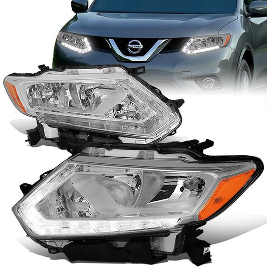 FAROS 14-16 NISSAN ROGUE - ONLY FITS MODELS W/ HALOGEN HEADLIGHTS - H11 LOW BEAM / H9 HIGH BEAM - CHROME HOUSING / AMBER CORNER