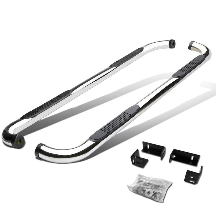 ESTRIBOS 3" - ROUND - 90 DEG - 04-14 CHEVY COLORADO / 04-12 GMC CANYON - CREW CAB - SILVER