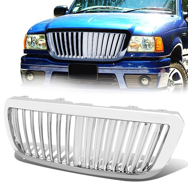 PARRILLA GRILLE - 04-05 FORD RANGER - VERTICAL FENCE STYLE - ABS - GLOSSY - DOES NOT FIT 2005 POST-FACELIFT UPDATE MODELS - CHROME