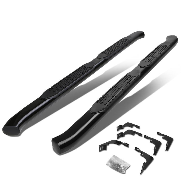 ESTRIBOS 4" - OVAL - 45 DEG - 15-24 CHEVY COLORADO, GMC CANYON - EXTENDED CAB - BLACK