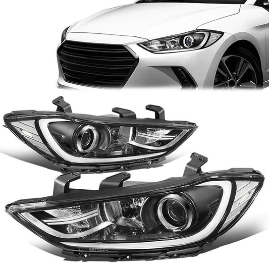 FAROS 17-18 HYUNDAI ELANTRA - PROJECTOR LOW BEAM - 9005 HIGH / H7 LOW PY21W SIGNAL - CHROME HOUSING / CLEAR CORNER