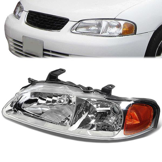 FAROS OE STYLE - 00-03 NISSAN SENTRA (B15 PRE-FACELIFT MODELS ONLY) - USES 9007 HIGH/LOW BEAM BULBS - CHROME HOUSING - LEFT