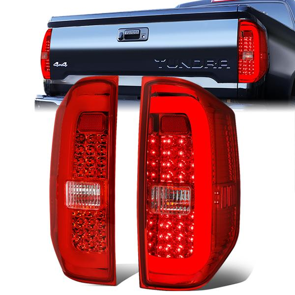 FAROS TRASEROS 14-18 TOYOTA TUNDRA - TUBE BAR - 3D - LED - CHROME / RED