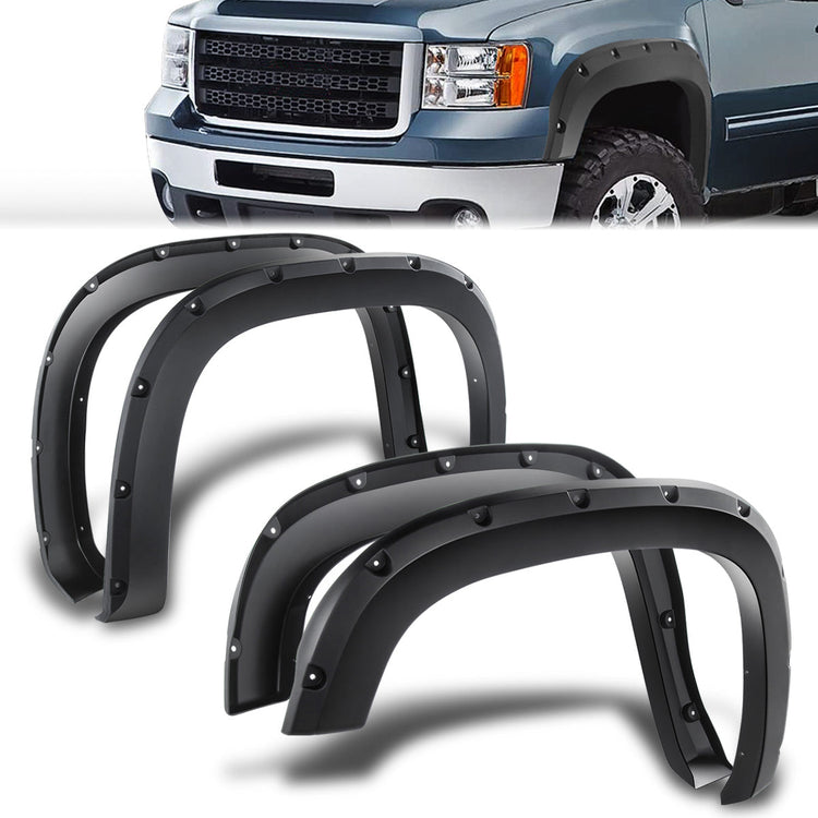CANTONERAS 07-13 GMC SIERRA 1500 - TIDAL FENDER FLARES 4PC POCKET RIVET TEXTURED OFFROAD FITS