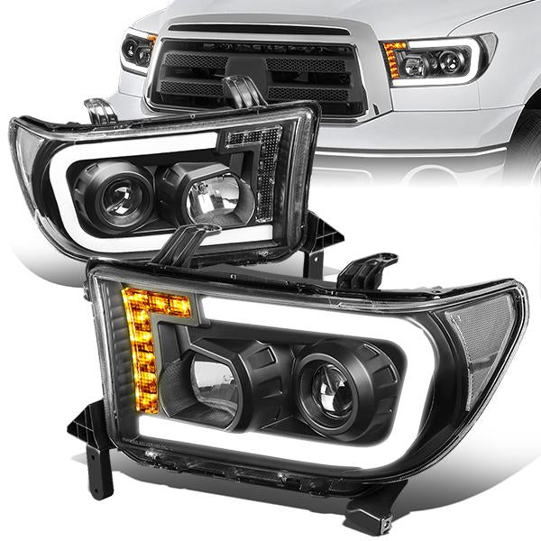 FAROS 08-17 TOYOTA SEQUOIA / 07-13 TOYOTA TUNDRA - FITS MODELS WITHOUT LEVEL ADJUSTER - DRL LIGHT BAR WILL REQUIRE WIRING TO EXISTING HARNESS - LED DRL - PROJECTOR - BLACK HOUSING / CLEAR CORNER - H1 LOW BEAM / H1 HIGH BEAM