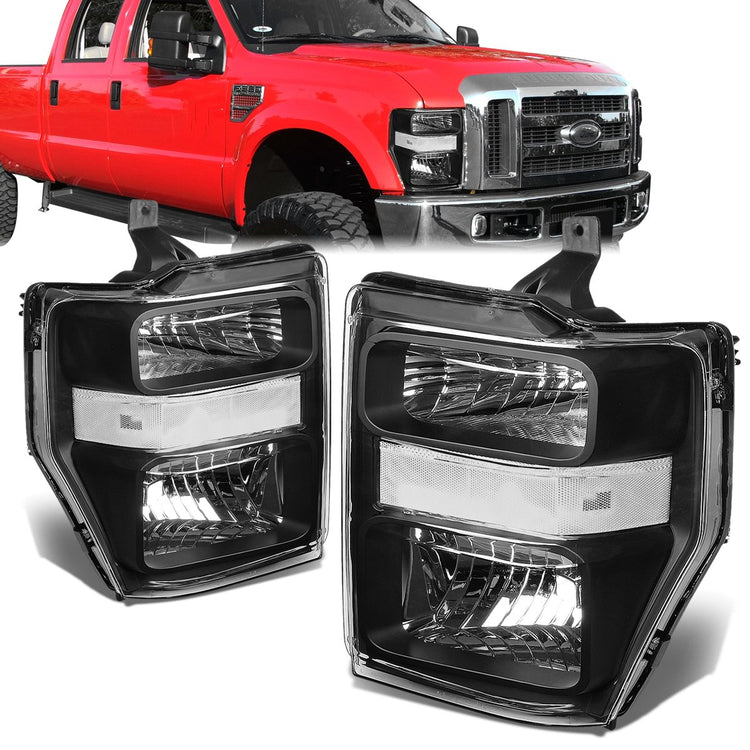 FAROS 08-10 FORD F-250, F-350, F-450, F-550 - SUPER DUTY 2/4-DOOR - H13 LOW BEAM / HIGH BEAM - BLACK HOUSING / CLEAR CORNER