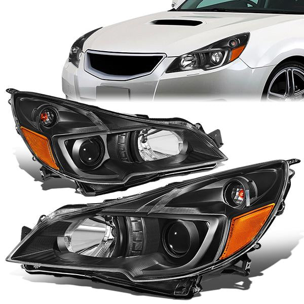 FAROS 10-14 SUBARU OUTBACK, LEGACY - PROJECTOR - 9005 HIGH BEAM / H1 LOW BEAM - BLACK HOUSING / AMBER CORNER