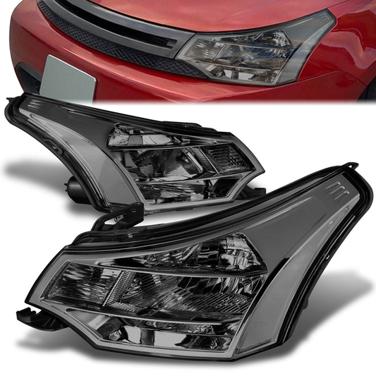FAROS 08-11 FORD FOCUS - OE STYLE - H13 HIGH/LOW BEAM / 168 SIDE MARKER - FITS SEDAN / COUPE MODELS - CHROME HOUSING / SMOKED LENS / CLEAR CORNER