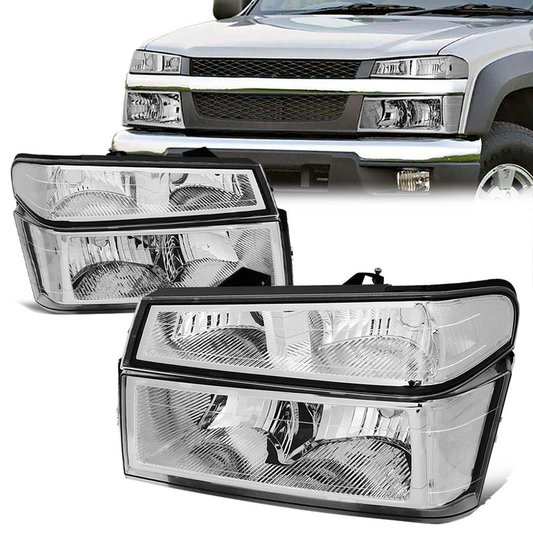 FAROS 04-12 CHEVY COLORADO , GMC CANYON / 06 ISUZU I-280 , I-350 / 07-08 ISUZU I-290 , I-370 2/4-DOOR - 4PC - CHROME HOUSING / CLEAR CORNER - 9006 LOW BEAM / 9005 HIGH BEAM