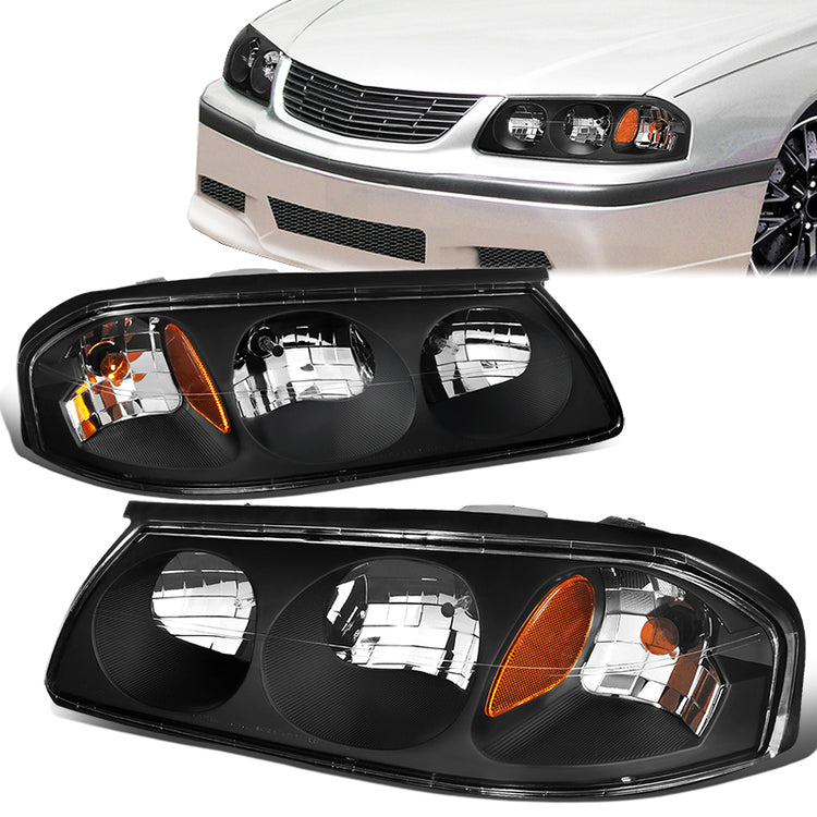 FAROS 00-05 CHEVY IMPALA 4-DOOR - BLACK HOUSING / AMBER CORNER - 9006 LOW BEAM / 9005 HIGH BEAM