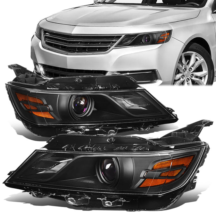 FAROS 15-19 CHEVROLET IMPALA - FITS HALOGEN HEADLIGHT MODELS ONLY - OEM - PROJECTOR - 9005 HIGH/LOW BEAM - BLACK HOUSING / AMBER CORNER