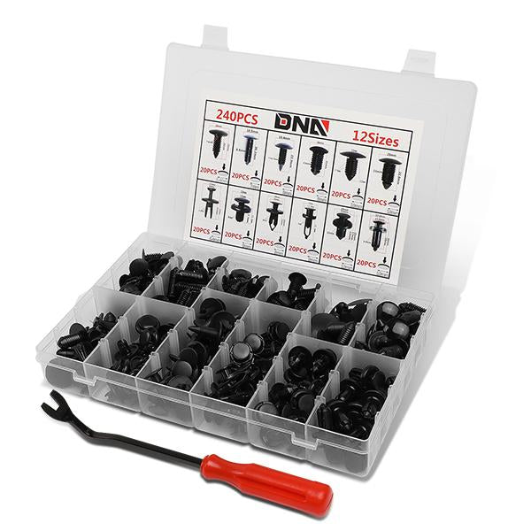HERRAMIENTAS DNA LOGO - 240PCS - 12 SIZES - W/ CLIP REMOVAL TOOL - BLACK
