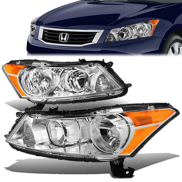 FAROS 08-12 HONDA ACCORD 4-DOOR - 9006 LOW BEAM / 9005 HIGH BEAM - CHROME HOUSING / AMBER CORNER