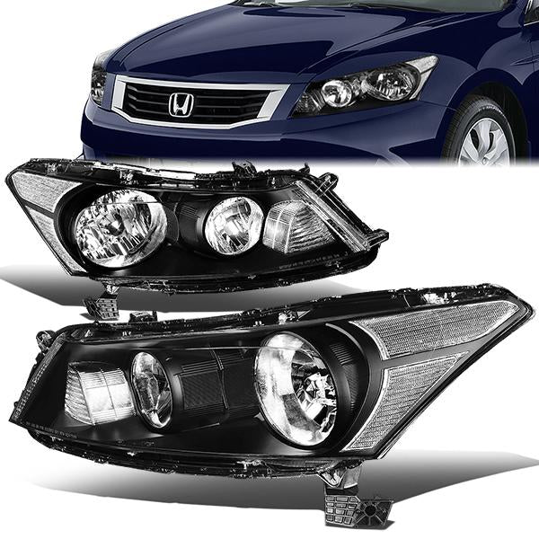 FAROS 08-12 HONDA ACCORD 4-DOOR - 9006 LOW BEAM / 9005 HIGH BEAM - BLACK HOUSING / CLEAR CORNER