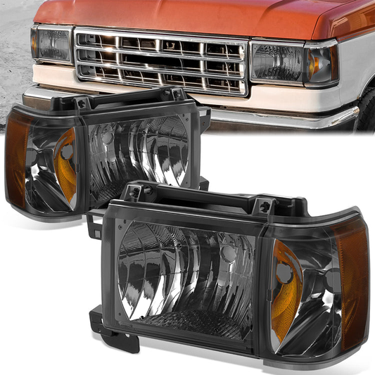 FAROS 87-91 FORD BRONCO, F-150, F-250, F-350 - 9004 HIGH / LOW BEAM / 1157A TURN SIGNAL - SMOKE HOUSING / AMBER CORNER