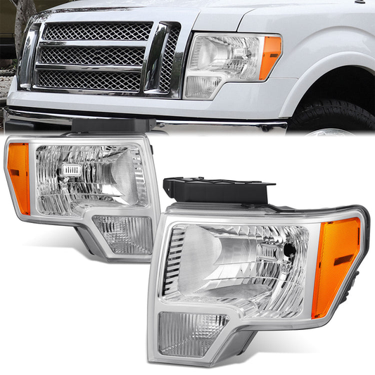 FAROS F-150 2009-2013//WHITE COVER, YELLOW REVERSE, BRIGHT FRAME NEAR AND FAR LIGHT WITH BLUE LIGHT BULB