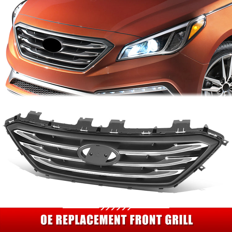 PARRILLA GRILLE - HY SONATA '15-'17/'18-'19/ GRILLE ASS'Y 15-17/ PAINTED SILVER W/CHROME MLDG/ (W/O AUTO CRUISE) (SPORT)//PARTS.NO,HY1200182//OEM NO,86350C2300