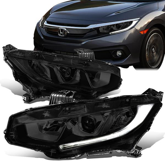 FAROS 16-18 HONDA CIVIC - H11 LOW BEAM / 9005 HIGH BEAM - SMOKE HOUSING / CLEAR CORNER