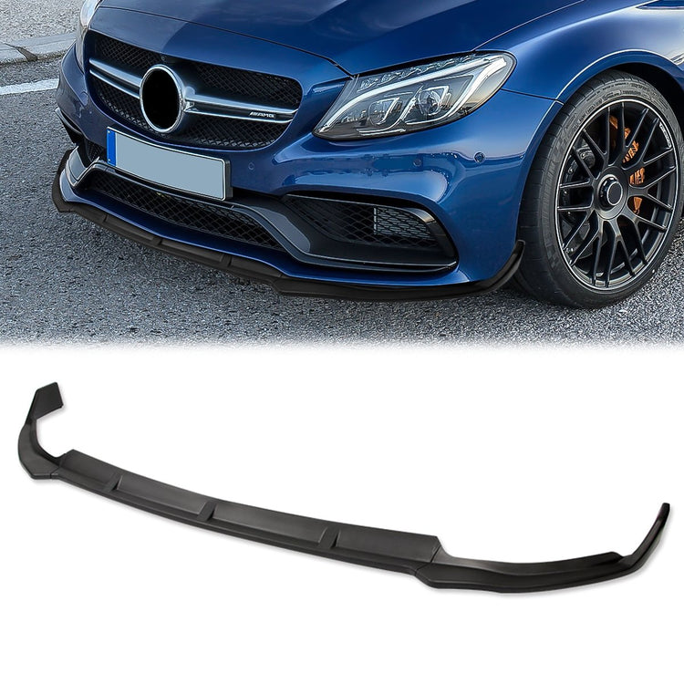 LIP FRONTAL 19 MERCEDES BENZ C180 / 19-20 C-CLASS W205, C43 AMG, C63 AMG, C200, C300 - REQUIRES DRILLING BUMPER FOR INSTALLATION - 3PC - MATTE BLACK