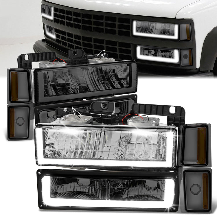 FAROS SMOKE LENS,AMBER REFLECTOR,CHROME HOUSING - 8PCS - LED BAR - 92-93 CHEVROLET BLAZER / 88-93 CHEVROLET C1500 / 92-93 CHEVROLET C1500 SUBURBAN / 88-93 CHEVROLET C2500 / 92-93 CHEVROLET C2500 SUBURBAN / 88-93 CHEVROLET C3500 / 88-93 CHEVROLET K1500 /