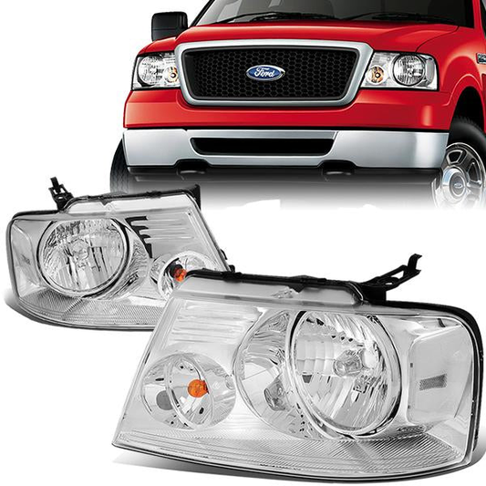 FAROS 04-08 FORD F-150 / 06-08 LINCOLN MARK LT 2/4-DR - 9007 LOW BEAM / HIGH BEAM / 3157A TURN SIGNAL - CHROME HOUSING / CLEAR CORNER
