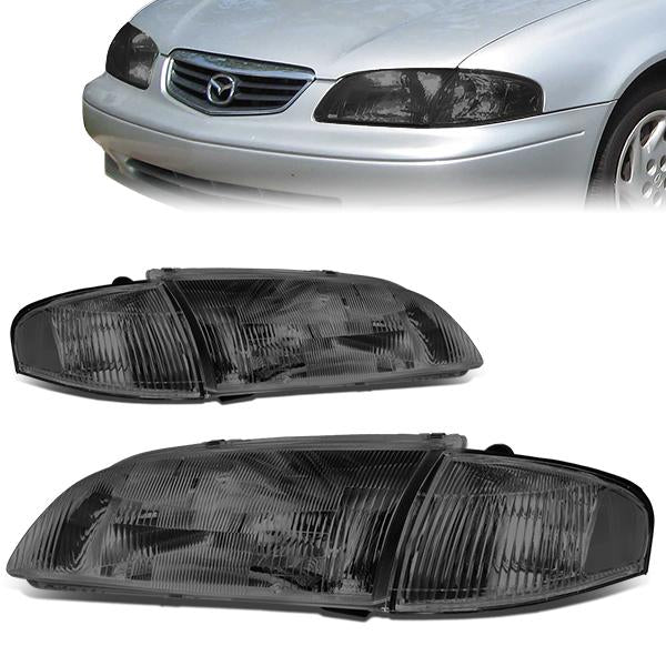 FAROS 98-99 MAZDA 626 - SMOKE HOUSING / CLEAR CORNER - H4 LOW BEAM / HIGH BEAM