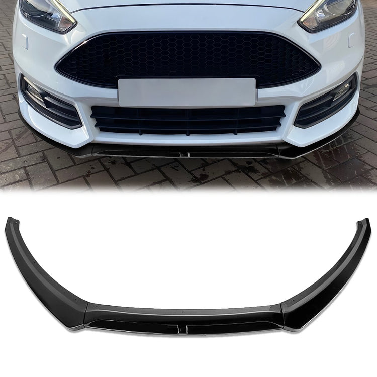 LIP FRONTAL 15-18 FORD FOCUS - REQUIRES DRILLING BUMPER FOR INSTALLATION - 3PC - PAINTED GLOSS BLACK