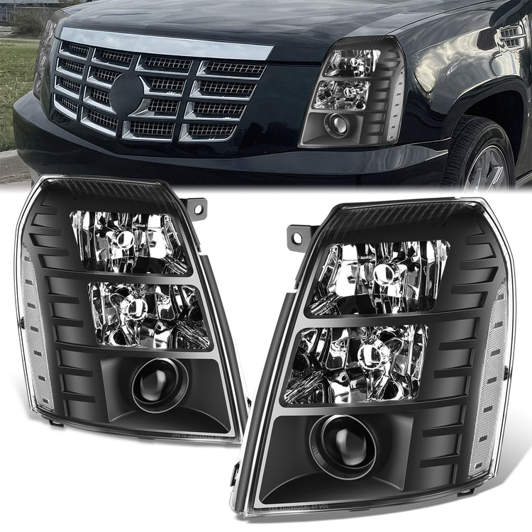 FAROS 07-14 CADILLAC ESCALADE / 07-14 CADILLAC ESCALADE ESV / 07-13 CADILLAC ESCALADE EXT - BLACK HOUSING / CLEAR CORNER - D1S HIGH / LOW BEAM; 194 MARKER