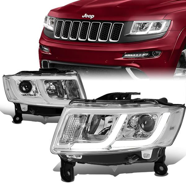 FAROS 14-16 JEEP GRAND CHEROKEE PRE FACELIFT - FITS MODELS WITH HALOGEN HEADLIGHTS ONLY - PROJECTOR LOW BEAM - CHROME HOUSING / CLEAR CORNER - H1 LOW BEAM / H1 HIGH BEAM