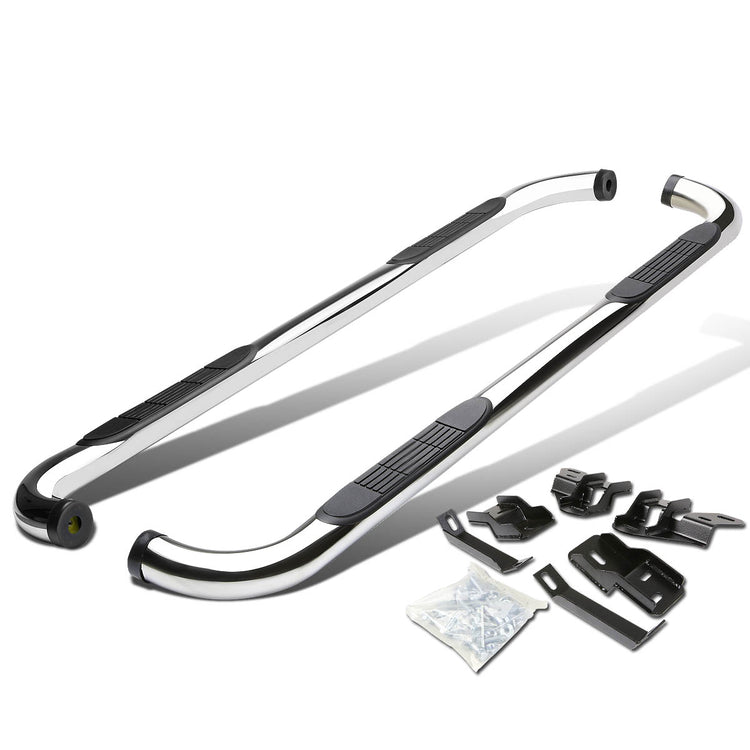 ESTRIBOS 3" - ROUND - 90 DEG - 09-10 RAM 1500 / 2010 DODGE RAM 2500, 3500 / 11-15 RAM 1500, 2500, 3500 - QUAD CAB - SILVER