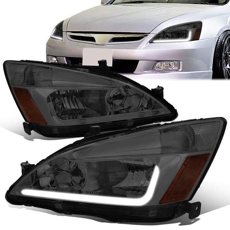 FAROS 03-07 HONDA ACCORD 2/4-DOOR - LED DRL - SMOKE HOUSING / AMBER CORNER - 9006 LOW BEAM / 9005 HIGH BEAM