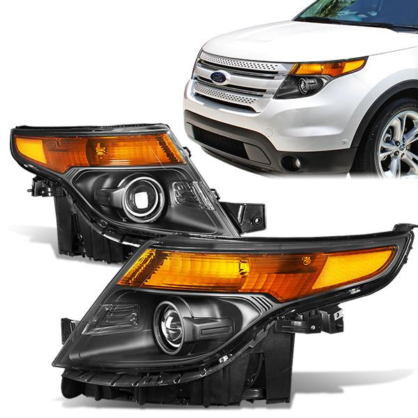 FAROS 11-15 FORD EXPLORER 4-DOOR - PROJECTOR - H7 LOW BEAM / HIGH BEAM - BLACK HOUSING / AMBER CORNER