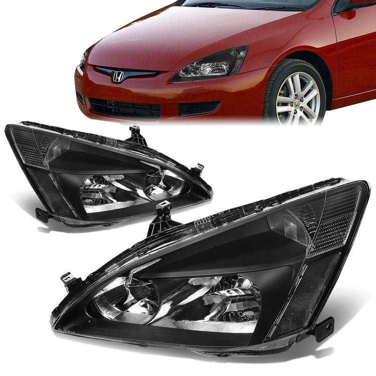 FAROS 03-07 HONDA ACCORD 2/4-DOOR - 9006 LOW BEAM / 9005 HIGH BEAM - BLACK HOUSING / CLEAR CORNER