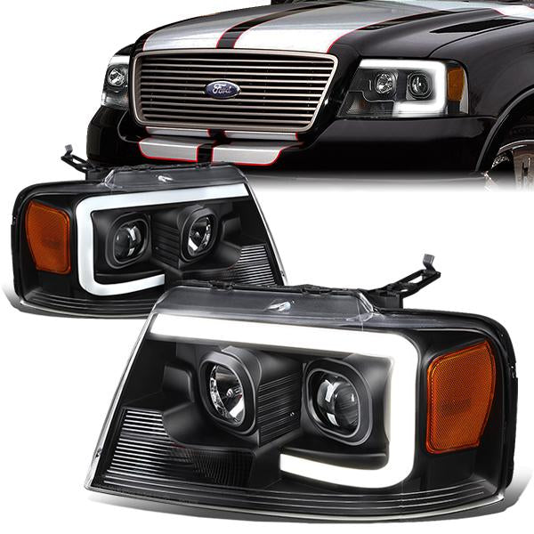 FAROS 04-08 FORD F-150 / 06-08 LINCOLN MARK LT - 3D LED - C-BAR - BLACK HOUSING / AMBER CORNER - H11 LOW BEAM / H11 HIGH BEAM