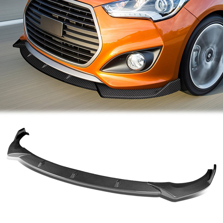 LIP FRONTAL 13-17 HYUNDAI VELOSTER TURBO - REQUIRES DRILLING BUMPER FOR INSTALLATION - 3PC - CARBON FIBER LOOK