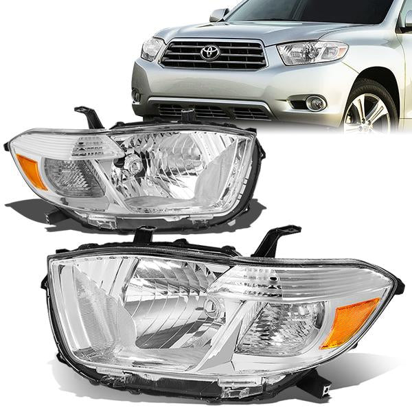 FAROS 08-10 TOYOTA HIGHLANDER - H4 LOW BEAM / HIGH BEAM / 7440A TURN SIGNAL - CHROME HOUSING / AMBER CORNER