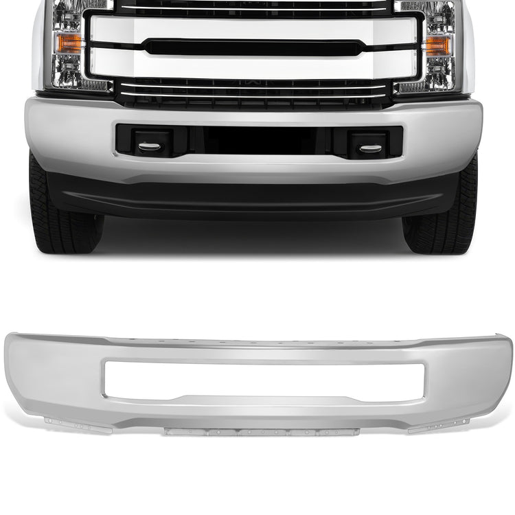 DEFENSA FORD F-250 SUPER DUTY 2017-2019 - FORD F-350 SUPER DUTY 2017-2019 - FITS MODELS WITHOUT FOG LAMPS; WITH FENDER FLARES - CHROME