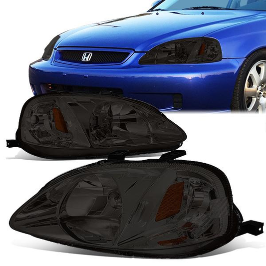 FAROS 99-00 HONDA CIVIC 2/3/4-DOOR - H4 LOW BEAM / HIGH BEAM - SMOKE HOUSING / AMBER CORNER