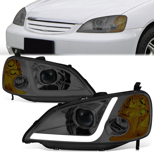 FAROS 01-03 HONDA CIVIC COUPE / SEDAN - LED RUNNING LIGHT REQUIRES WIRING INTO EXISTING LIGHTING WIRE HARNESS - LED DRL - PROJECTOR - SMOKE HOUSING / AMBER CORNER - H7 LOW BEAM / H7 HIGH BEAM
