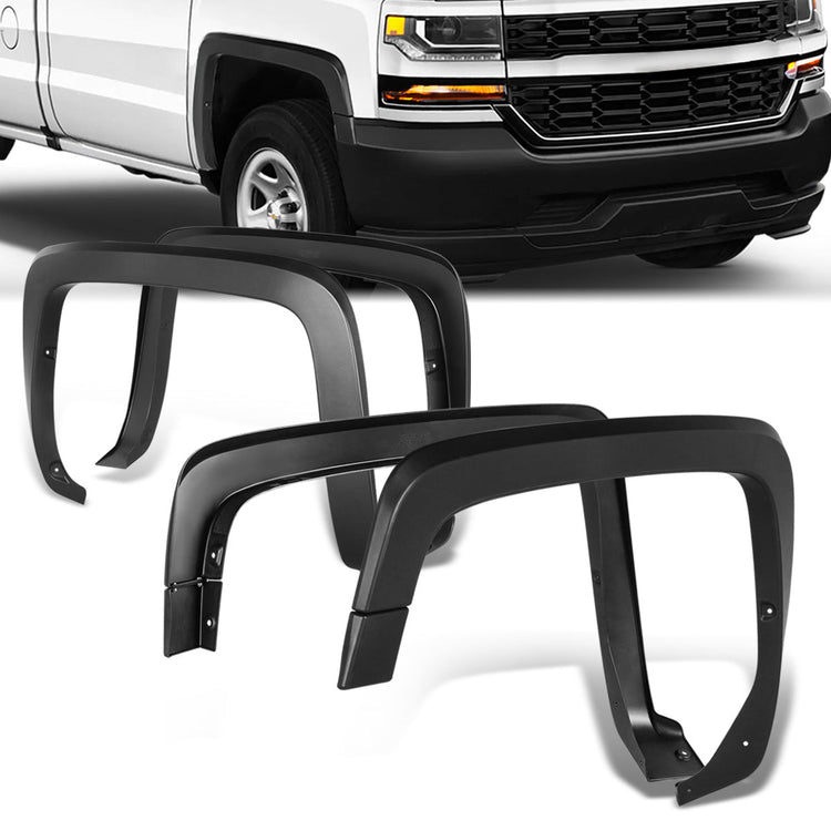 CANTONERAS 14-18 CHEVROLET SILVERADO 1500/15-19 CHEVROLET SILVERADO 2500 HD, 3500 HD - FITS FLEETSIDE MODELS ONLY. EXCLUDES DUALLY MODELS - 4PCS - MATTE BLACK