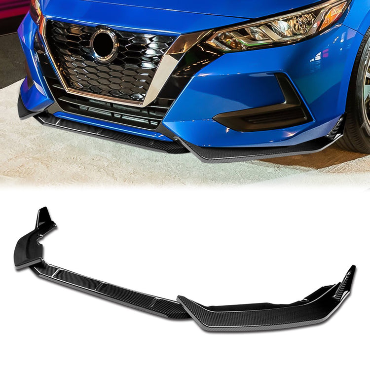 LIP FRONTAL 20-22 NISSAN SENTRA - REQUIRES DRILLING BUMPER FOR INSTALLATION - 3PC - CARBON FIBER LOOK