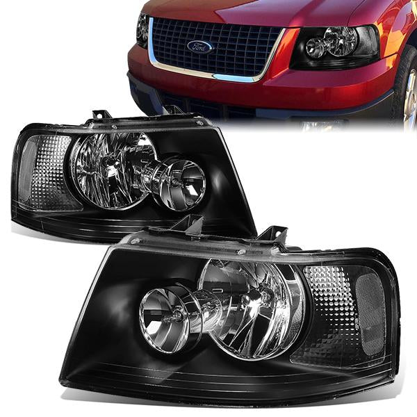 FAROS 03-06 FORD EXPEDITION 4-DOOR - 9006 LOW BEAM / 9005 HIGH BEAM - BLACK HOUSING / CLEAR CORNER