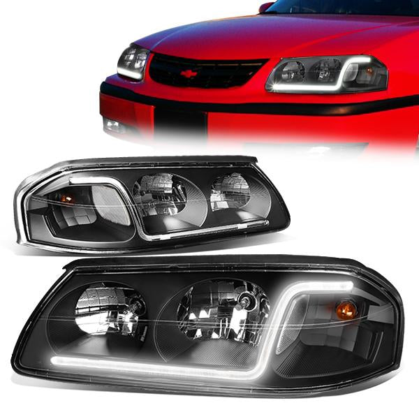 FAROS 00-05 CHEVY IMPALA 4-DOOR - LED DRL - BLACK HOUSING / CLEAR CORNER - 9006 LOW BEAM / 9005 HIGH BEAM