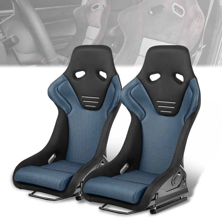 ASIENTOS RACING FABRIC*BLACK & BLUE (YOU CAN CHANGE THE COLOR)*FIBERGLASS & MEMORY FOAM*BLACK SAFETY BELT HOLES*WITH DOUBLE SLIDER