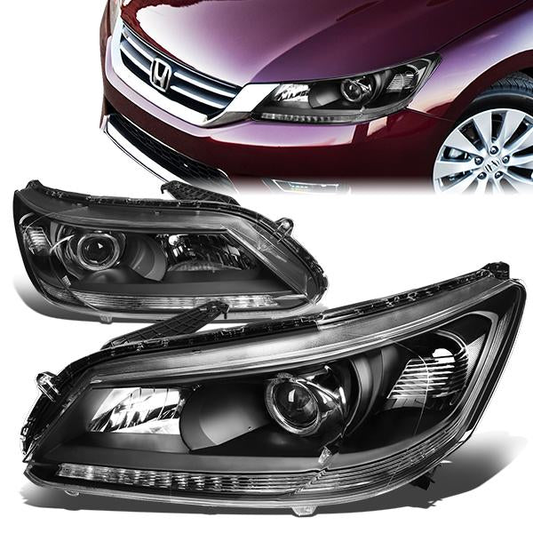 FAROS 13-15 HONDA ACCORD 4-DOOR - PROJECTOR - H11 LOW BEAM / 9005 HIGH BEAM - BLACK HOUSING / CLEAR CORNER