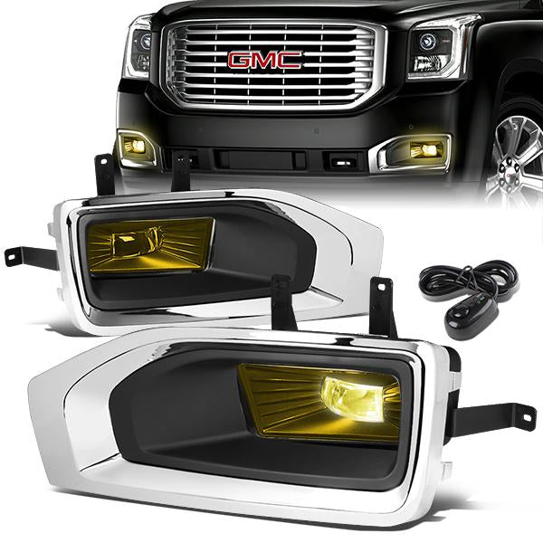 FAROS DE NIEBLA 15-18 GMC YUKON, YUKON XL - HIGH POWERED LED - WITH SWITCH, BEZEL - AMBER