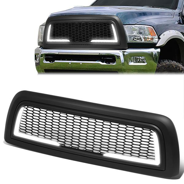 PARRILLA GRILLE - 10-18 DODGE RAM 2500, 3500 - HONEYCOMB MESH - W/ LED DRL LIGHT - LED'S REQUIRE WIRING INTO EXISTING LIGHTING - MATTE BLACK